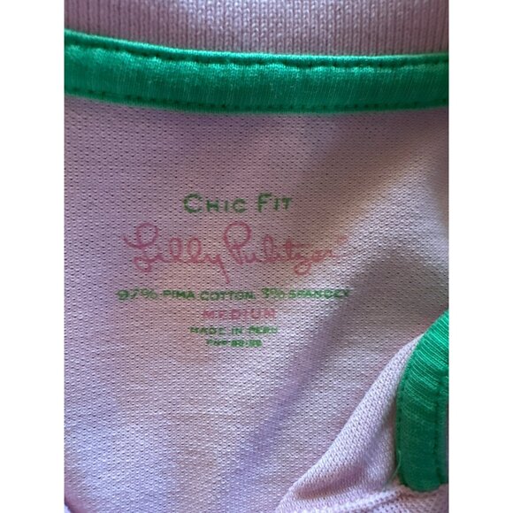 Lilly Pulitzer Chic Fit Polo Shirt Pink Pima Cotton Blend Size Medium - Picture 3 of 8